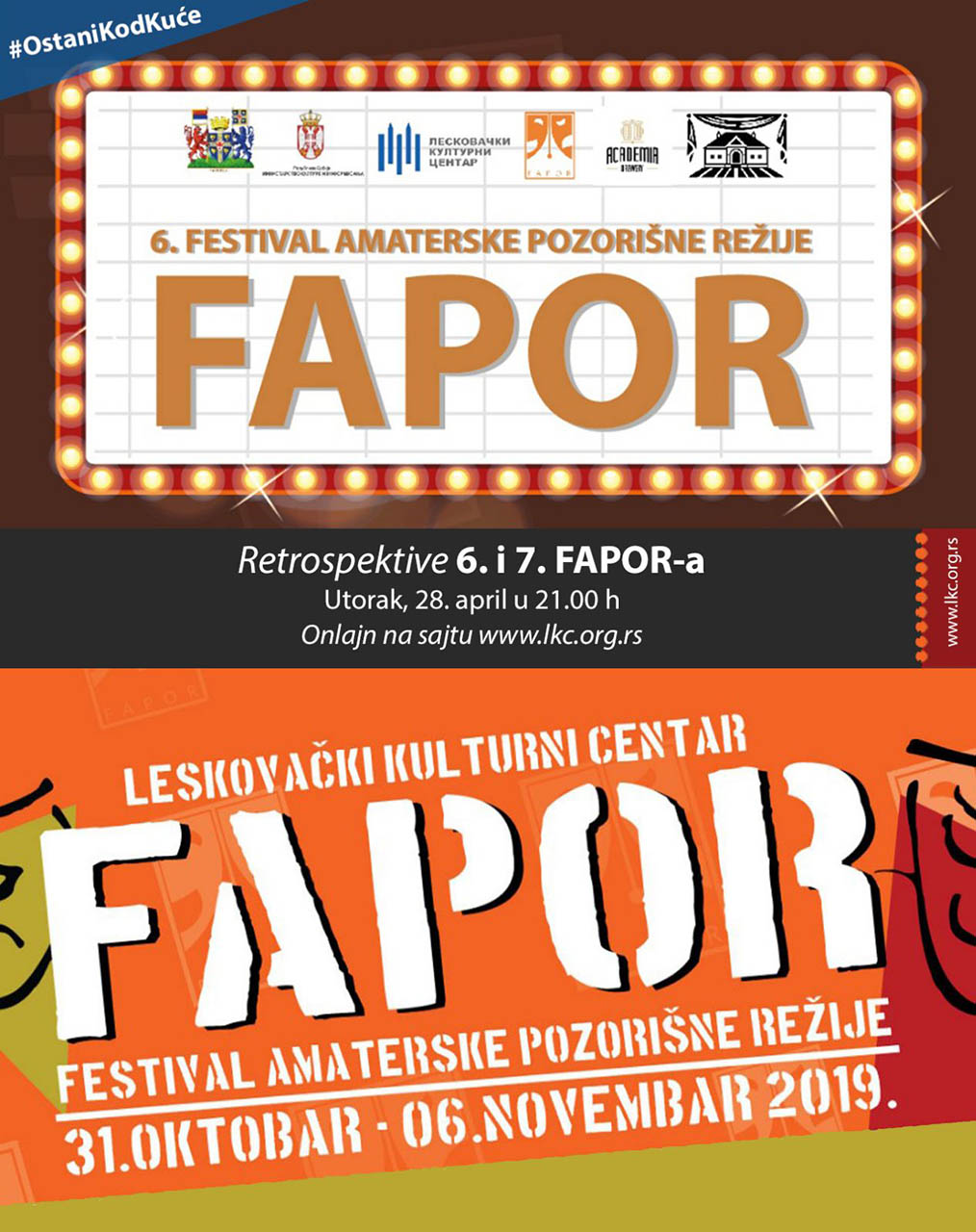 Utorak, 28. april-21:00 #OstaniKodKuće onlajn na sajtu Retrospektiva 6. i 7. Festivala amaterske pozorišne režije – FAPOR